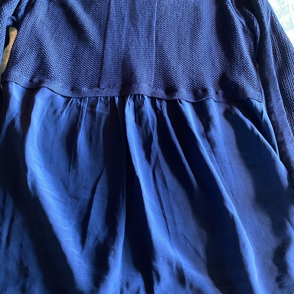 Asoie Navy Blue Mixed Material Sweater - Picture 10 of 11